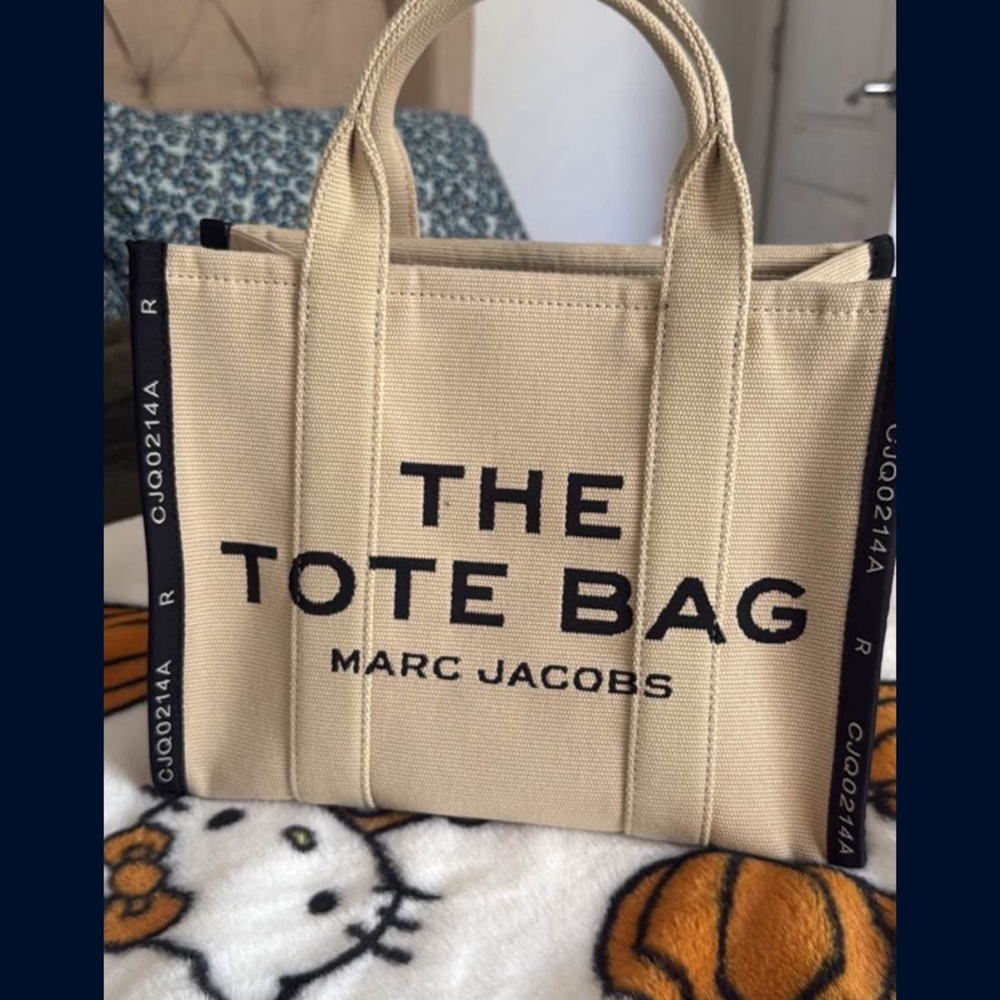 Marc Jacobs Beige Canvas 'The Tote Bag' with Black Logo